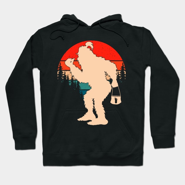 Retro Bigfoot Girl Women Hoodie by Tesszero